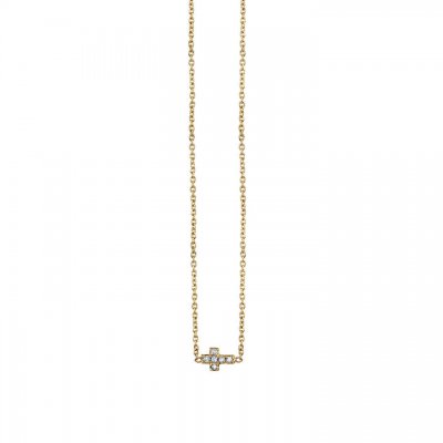 Little Loves Gold & Pave Diamond Tiny Cross Necklace