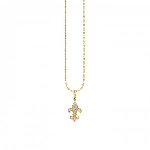 Gold & Diamond Small Fleur de Lis Charm