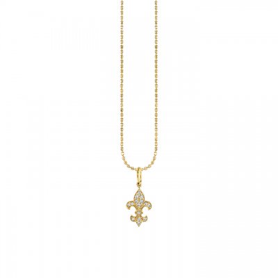 Gold & Diamond Small Fleur de Lis Charm