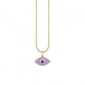 Gold & Enamel Sunburst Evil Eye Charm