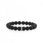 Two-Tone Gold & Diamond Eternity Heart Rondelle on Onyx