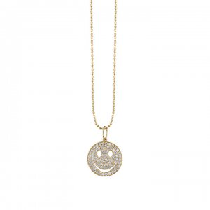 Gold & Diamond Medium Happy Face Charm