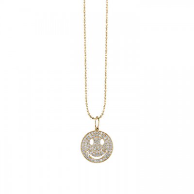 Gold & Diamond Medium Happy Face Charm