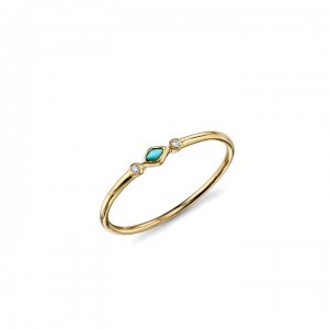 Gold & Diamond Turquoise Segment Ring