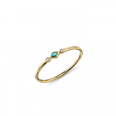 Gold & Diamond Turquoise Segment Ring