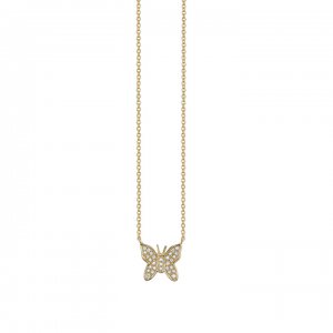 Gold & Diamond Mini Butterfly Necklace