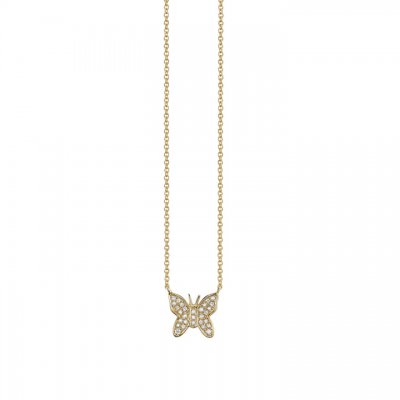 Gold & Diamond Mini Butterfly Necklace