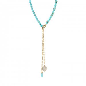 Gold & Diamond Turquoise Multi-Charm Necklace