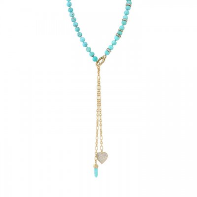 Gold & Diamond Turquoise Multi-Charm Necklace