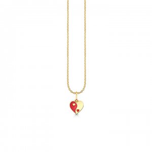 Gold & Enamel Small Yin Yang Heart Charm