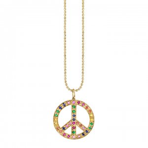 Gold & Rainbow Peace Sign Charm