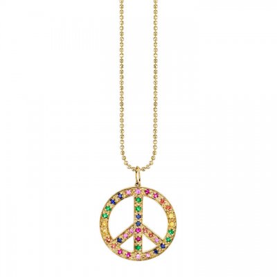 Gold & Rainbow Peace Sign Charm