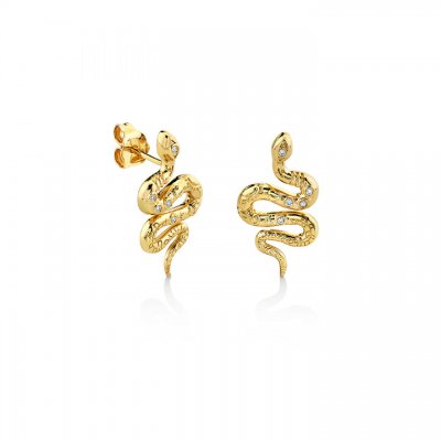 Gold & Diamond Snake Stud