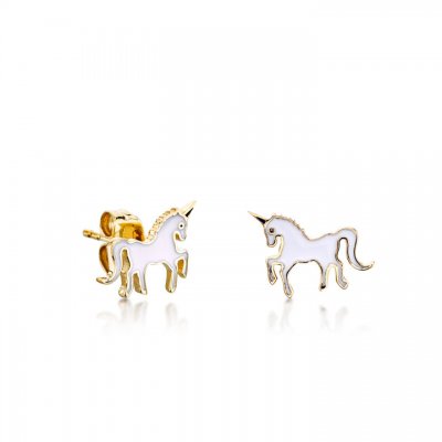 Gold Enamel Unicorn Stud