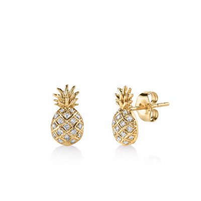 Gold & Diamond Pineapple Stud