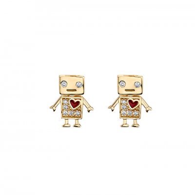 Little Loves Gold & Diamond Robot Stud