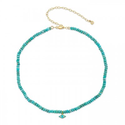 Little Loves Gold & Enamel Evil Eye Turquoise Necklace