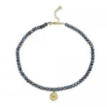 Gold & Diamond Evil Eye CoinMystic Black Spinel Anklet