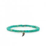 Men's Collection Mini Yellow Gold & Diamond Horn on Turquoise