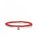 Gold & Enamel Tiny Cherry on Red Bamboo Coral