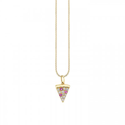 Gold & Diamond Large Pizza Slice Charm