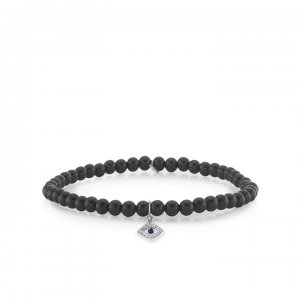 Men's Collection Gold & Diamond Evil Eye on Onyx