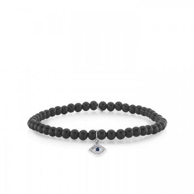 Men's Collection Gold & Diamond Evil Eye on Onyx