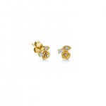 Gold Marquise Eye Diamond Rose Stud