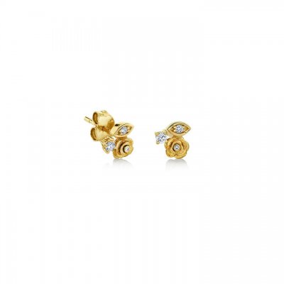 Gold Marquise Eye Diamond Rose Stud