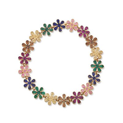 Gold Rainbow Daisy Eternity Bracelet