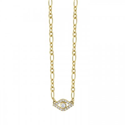 Gold & Diamond Extra Large Bezel Evil Eye Necklace