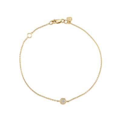 Gold & Diamond Tiny Disc Bracelet