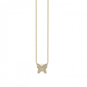 Little Loves Gold & Diamond Mini Butterfly Necklace