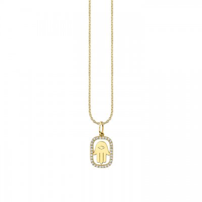 Gold & Diamond Hamsa Open Icon Charm