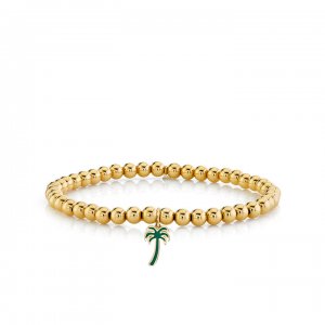 Gold & Enamel Palm Tree on Gold Beads