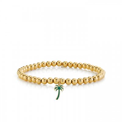 Gold & Enamel Palm Tree on Gold Beads