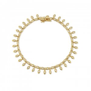 Gold & Diamond Marquise Eye Eternity Fringe Bracelet