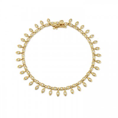 Gold & Diamond Marquise Eye Eternity Fringe Bracelet