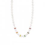 Gold & Rainbow Multi-Rondelle Pearl Necklace