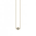 Gold & Diamond Mini Bezel Evil Eye Necklace