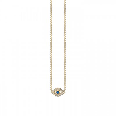 Gold & Diamond Mini Bezel Evil Eye Necklace