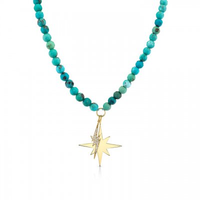 Gold & Diamond Cosmic Turquoise Matrix Necklace