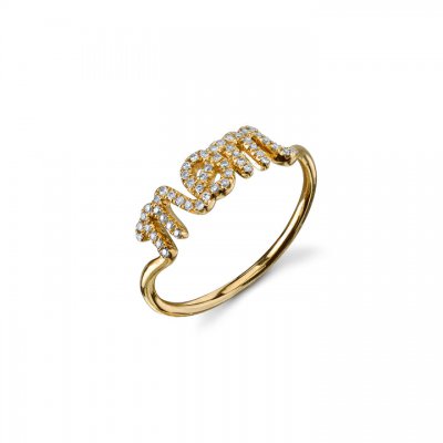 Gold & Diamond Mom Script Ring