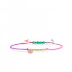 Gold & Enamel Tiny Lips Cord Bracelet