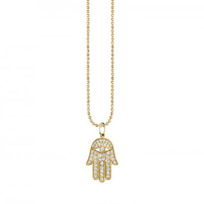 Gold & Pave Diamond Medium Hamsa Charm