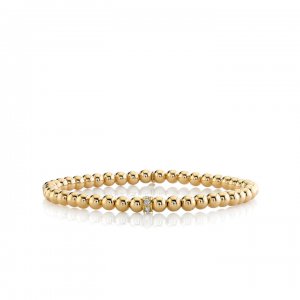 Gold & Diamond Rondelle on Gold Beads