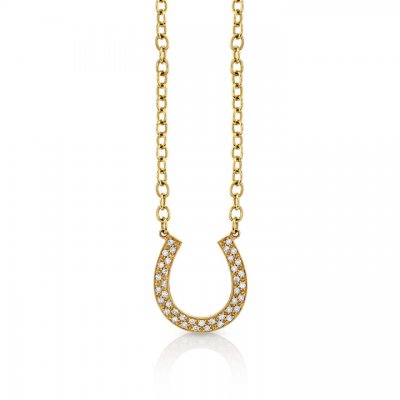 Gold & Diamond Large Horseshoe Necklace