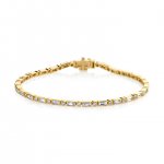 Gold & Diamond Baguette and Round Bezel Eternity Bracelet