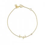 Gold Plated Sterling Silver Laugh Bracelet with Bezel-Set Diamond