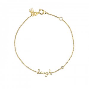 Gold Plated Sterling Silver Laugh Bracelet with Bezel-Set Diamond